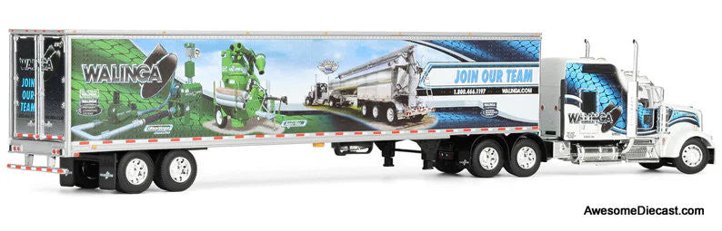 Kenworth W900L w/86" Studio Sleeper & 53' Utility Trailer w/Skirts:  Walinga Join Our Team 1:64 Diecast Model Truck DCP by FG