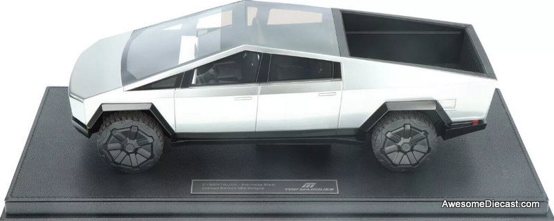 Tesla Cyber Truck, Stainless Steel 1:18 Resin Cast Model by Top