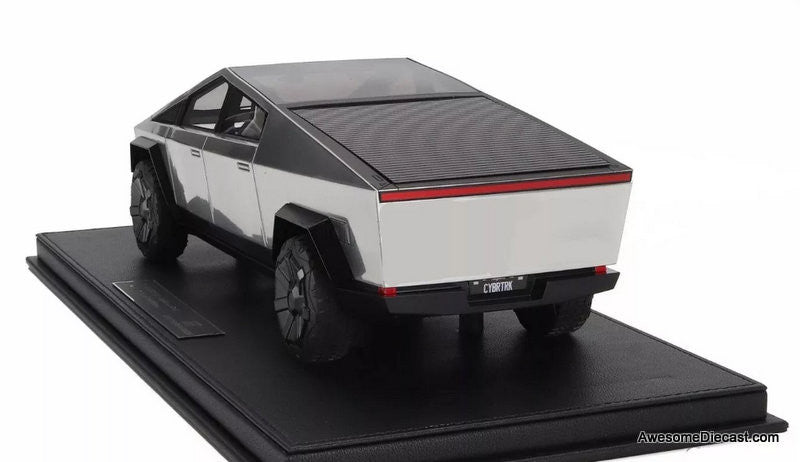 Cybertruck 1:18スケールダイキャスト Tesla Cyber Truck, Stainless Steel 1:18 Resin Cast Model by Top