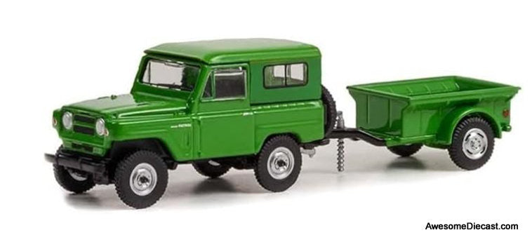 1972 Nissan Patrol & 1/4 Ton Trailer, Green 1:64 Diecast Model Vehicle by Greenlight