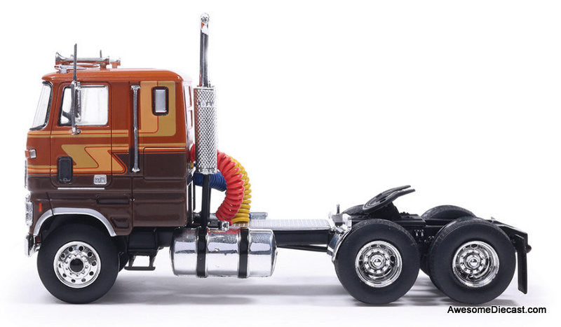 Ford COE 9000 Sleeper Tractor, Brown/Tan 1:64 Diecast Model Truck by IXO