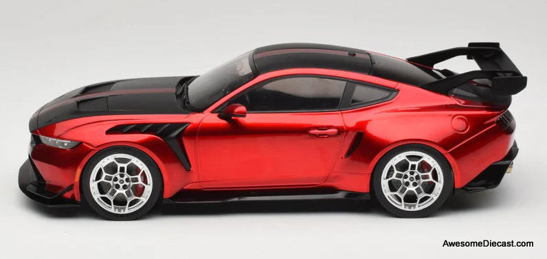 2025 Ford Mustang GTD, Metallic Red/Carbon Fiber 1:18 Diecast Model Car by IXO