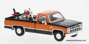 GMC Sierra Grande Pick-Up w/Motor Cycle, Black/Orange 1:87 ABS Plastic Model Truck by Brekina