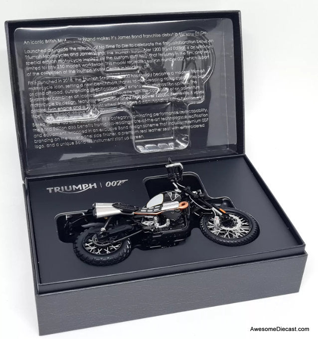 Triumph Scrambler 1200 James Bond 007 Edition (No Time To Die) 1:12 Diecast Model Bike by Corgi