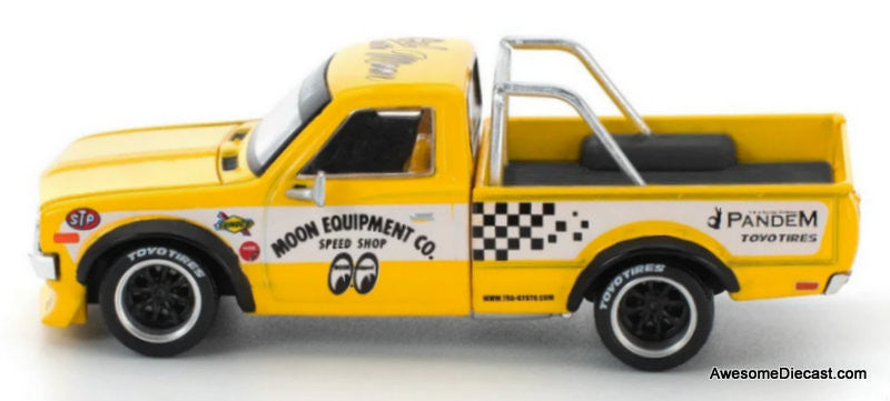 Datsun Pandem 620 Pickup Truck, Yellow: Mooneyes 1:64 Diecast Model Truck by Pop Race