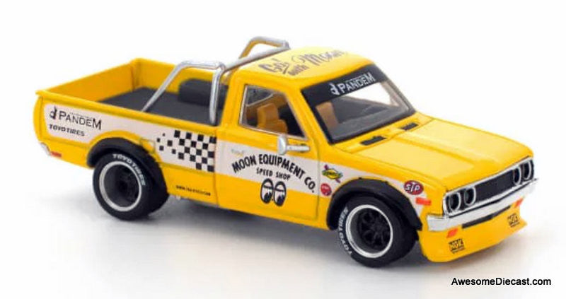Datsun Pandem 620 Pickup Truck, Yellow: Mooneyes 1:64 Diecast Model Truck by Pop Race
