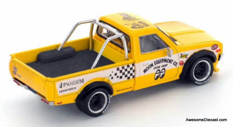 Datsun Pandem 620 Pickup Truck, Yellow: Mooneyes 1:64 Diecast Model Truck by Pop Race