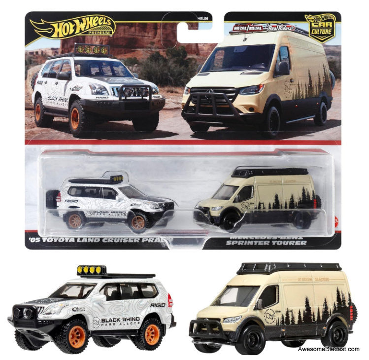 Hot Wheels Premium 2005 Toyota Land Cruiser Prado & Mercedes-Benz Sprinter Tourer 1:64 Diecast Model Vehicles by Hot Wheels