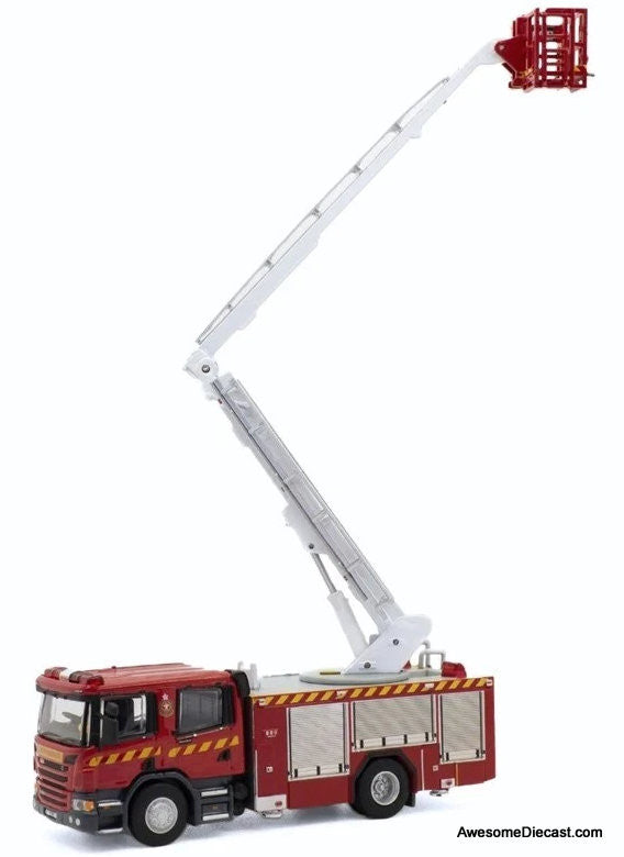 Scania Hydraulic Platform Fire Truck: HKFSD 1:76 Diecast Model Vehicle by Tiny