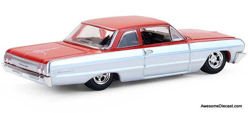 1964 Chevrolet Biscayne Lowrider, Red/Silver 1:64 Diecast Model Car by Greenlight