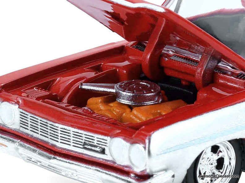 1964 Chevrolet Biscayne Lowrider, Red/Silver 1:64 Diecast Model Car by Greenlight