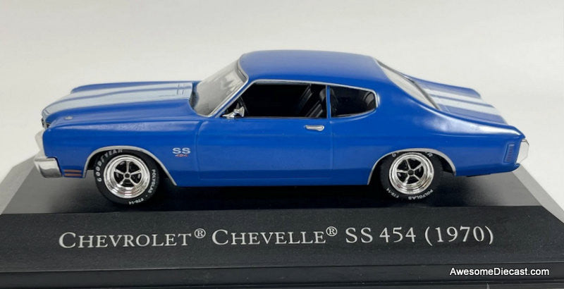 1970 Chevrolet Chevelle SS 454, Blue/White Stripe 1:43 Diecast Model Car by DeAgostini