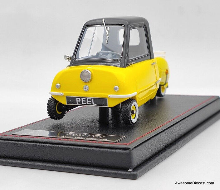 S.U.M. 1:18 1964 Peel P50 Micro Car w/Trailer, Yellow