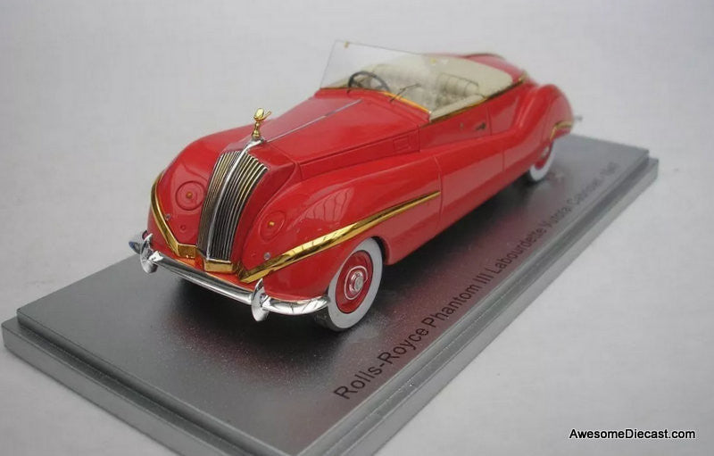 1947 Rolls Royce Phantom 111 Labourdette Vutotal Cabriolet, Red 1:43 Resin Cast Model By Kess