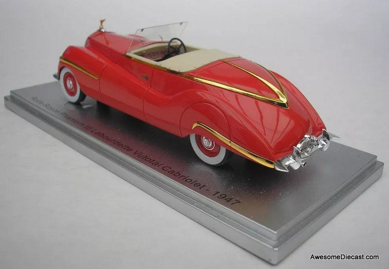 1947 Rolls Royce Phantom 111 Labourdette Vutotal Cabriolet, Red 1:43 Resin Cast Model By Kess