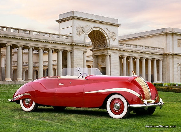 1947 Rolls Royce Phantom 111 Labourdette Vutotal Cabriolet, Red 1:43 Resin Cast Model By Kess