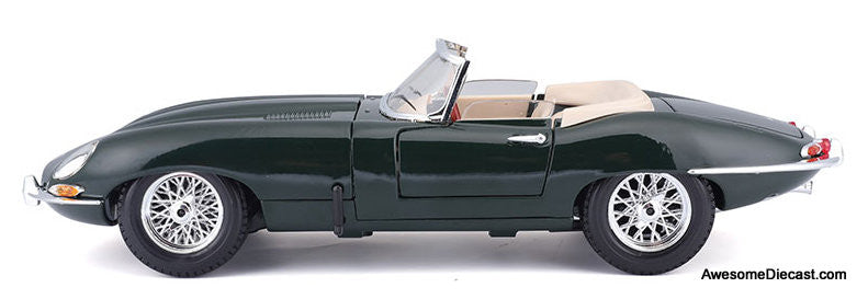 1961 Jaguar E-Type Convertible, British Racing Green 1:18 Diecast Model Car by Burago