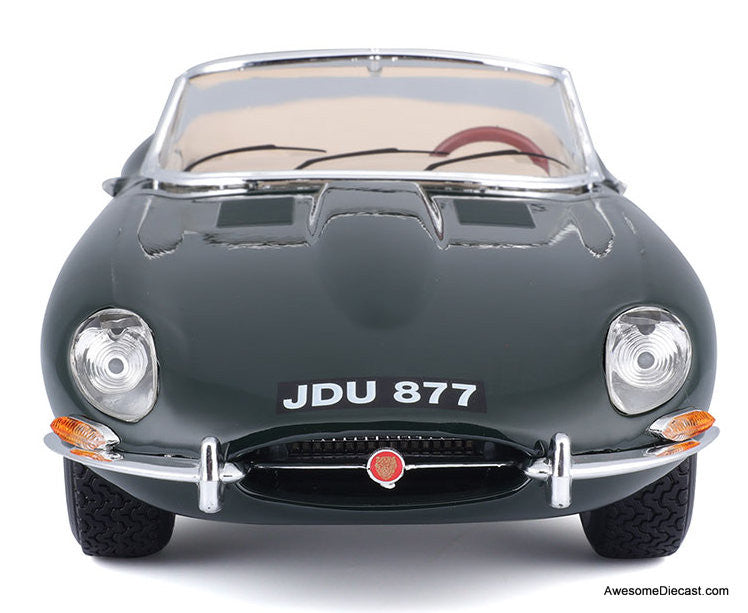1961 Jaguar E-Type Convertible, British Racing Green 1:18 Diecast Model Car by Burago