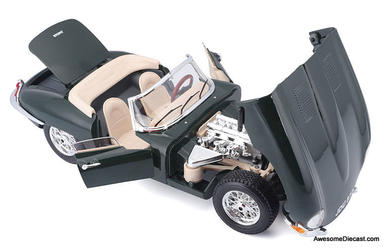 1961 Jaguar E-Type Convertible, British Racing Green 1:18 Diecast