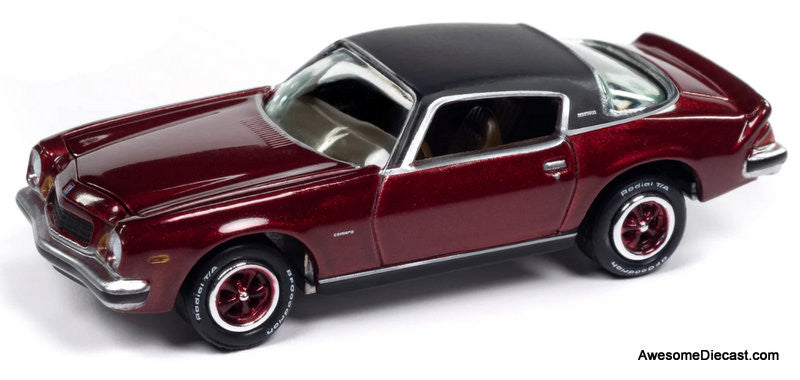 1975 Chevrolet Camaro LT, Metallic Dark Red 1:64 Diecast Model Car by Johnny Lightning