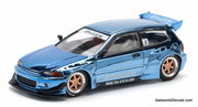 Pandem Civic EG6, Blue Chrome 1:64 Diecast Model Car by Pop Race