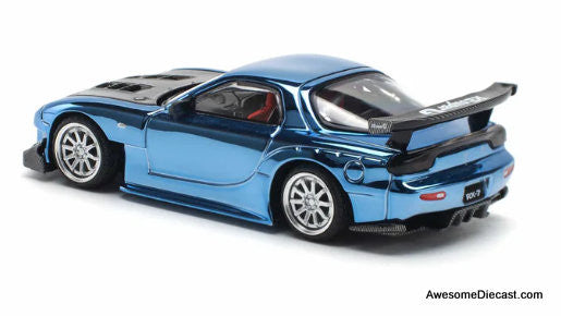 Mazda RX7 RE-AMEMIYA, Blue Chrome 1:64 Diecast Model Car by Pop Race
