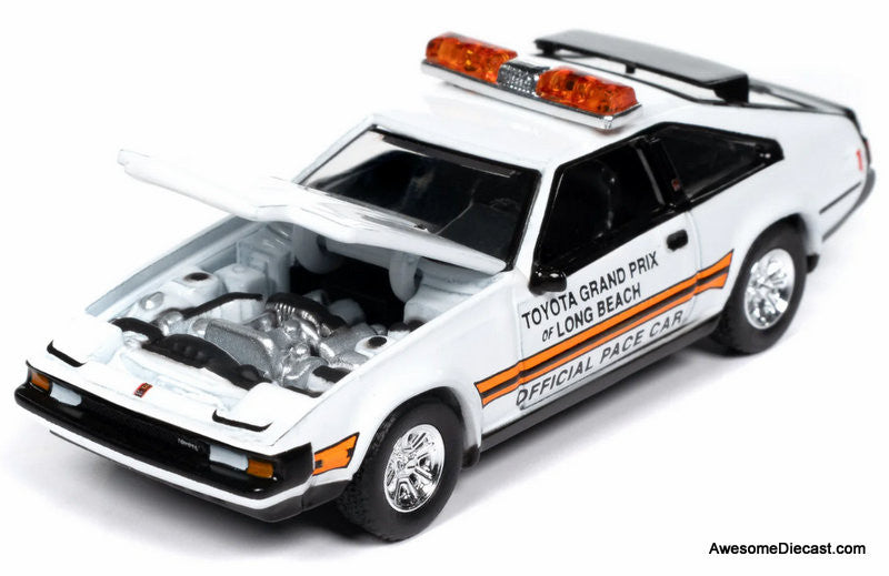1983 Toyota Celica Supra, White: Toyota Grand Prix of Long Beach Official Pace Car 1:64 Diecast Model Car by Auto World
