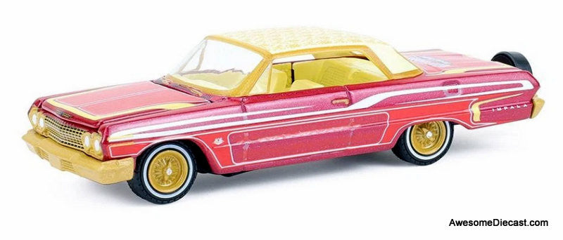 1963 Chevrolet Impala Lowrider, Michael Heralda Edition, Red/Custom  1:64 Diecast Model Car by Greenlight