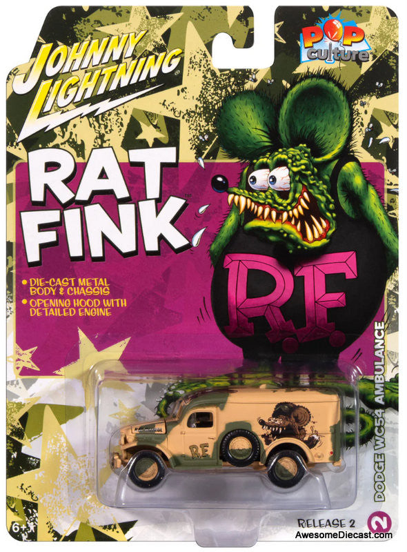 Dodge WC54 Ambulance Rat Fink Dessert Camo 1:64 Diecast Model Vehicle by Johnny Lightning