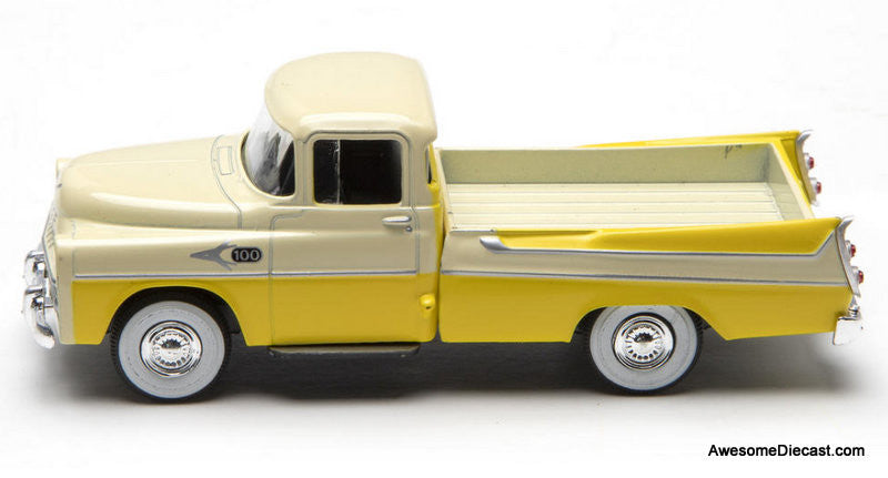 1957 Dodge Sweptside Pick-Up, Yellow/Cream 1:48 Diecast Model Truck by Denver Diecast