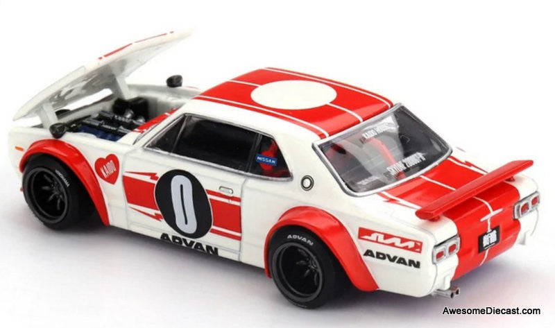 Nissan Skyline 2000GT-R (KPGC10) Kaido Works V2, White/Red 1:64 Diecast Model Car by Kaido House
