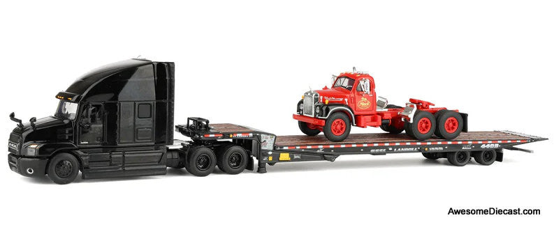 Mack Anthem Sleeper Tractor w/Landoll 440B-50CA Trailer & Mack B-61 Mack Day Cab 1:64 Diecast Model Truck DCP by FG