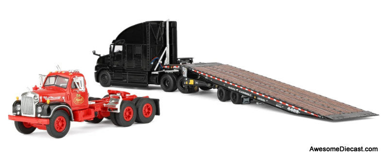 Mack Anthem Sleeper Tractor w/Landoll 440B-50CA Trailer & Mack B-61 Mack Day Cab 1:64 Diecast Model Truck DCP by FG