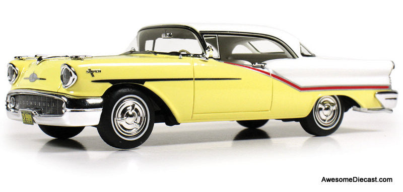 1957 Oldsmobile Starfire Coronado, Yellow & Alcan White 1:43 Resin Cast Model Car by Goldvarg Collection