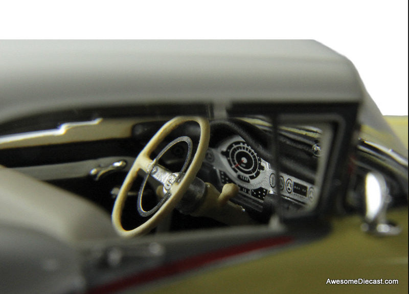 1957 Oldsmobile Starfire Coronado, Yellow & Alcan White 1:43 Resin Cast Model Car by Goldvarg Collection