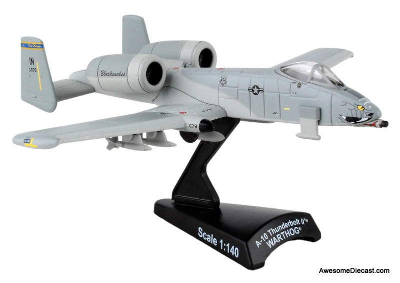 Fairchild Republic A-10 Thunderbolt II Warthog 163rd Fighter Squadron "Black Snakes" 1:140 Diecast Model Plane by Postage Stamp