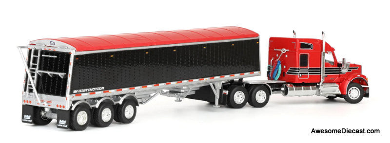 Kenworth W990 Sleeper Tractor w/Lode King Hopper Trailer, Red/Black 1:64 Diecast Model Truck DCP by First Gear