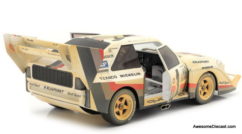 1987 Audi Sport Quattro S1 E2 #1 (Dirty After Race Version) 1:18 Diecast Model Car by CMR