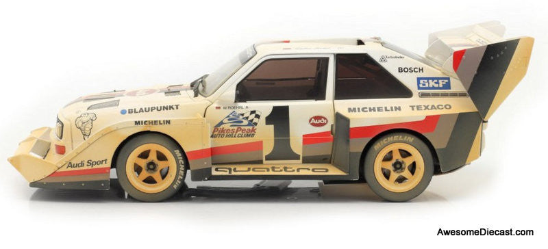 1987 Audi Sport Quattro S1 E2 #1 (Dirty After Race Version) 1:18 Diecast Model Car by CMR