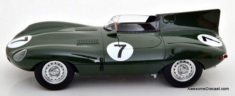 Jaguar D-Type Longnose #7, British Racing Green 24h Le Mans 1955 1:18 Diecast Model Car by CMR