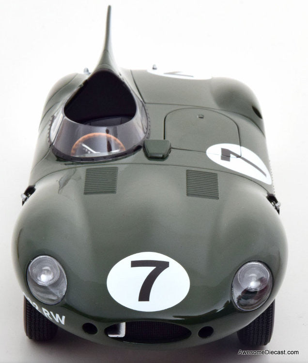 Jaguar D-Type Longnose #7, British Racing Green 24h Le Mans 1955 1:18 Diecast Model Car by CMR