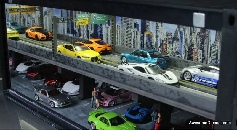 MBOX Overpass Container w/Underground Parking & Lights 1:64