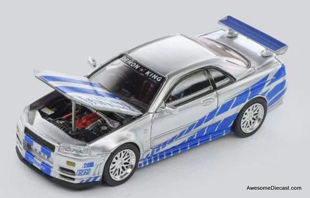 Nissan Skyline GT-R R34 Z-Tune: Paul Walker, Fast & Furious) 1:64 Diecast Model Car by Demon King