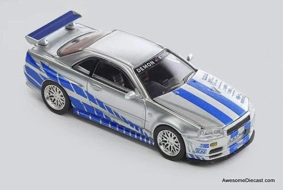 Nissan Skyline GT-R R34 Z-Tune: Paul Walker, Fast & Furious) 1:64 Diecast Model Car by Demon King
