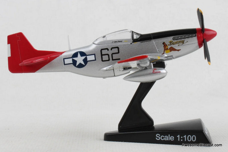 North American P-51D Mustang: Bunny Red Tail 1:100 Diecast Model Plane by Postage Stamp