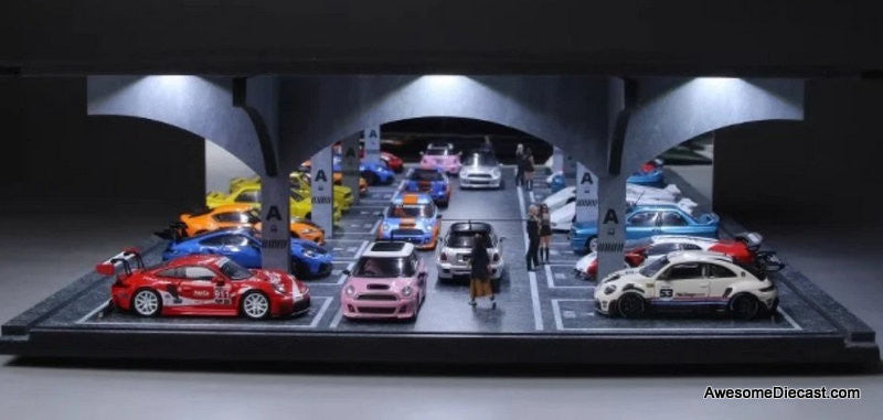 Underground Mirror Parking Garage w/Lighting 1:64 Diorama by MoreArt