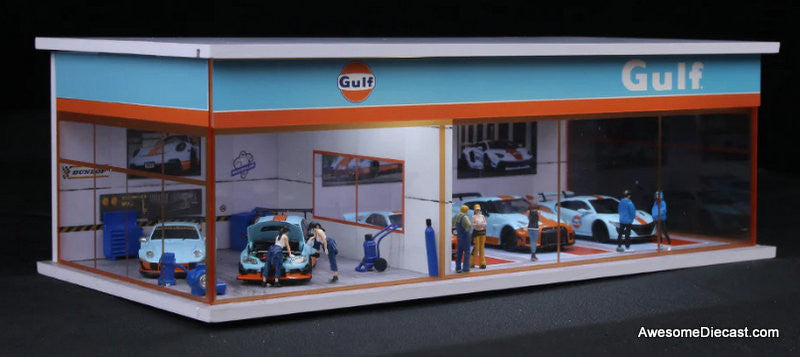 Gulf Showroom & Workshop w/Lighting 1:64 Diorama by MoreArt