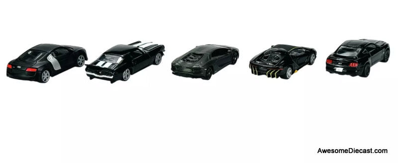 Exotic 5 Car Set, Black Collection 1:64 Diecast Model Cars by Burago