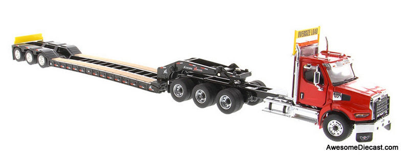 Diecast Masters 1:50 Western Star 49X SB Tridem Tractor, Red w/XL 120 HDG Drop Deck Trailer