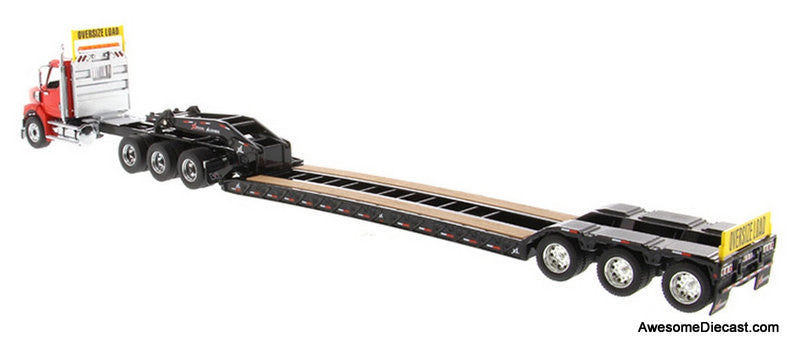Diecast Masters 1:50 Western Star 49X SB Tridem Tractor, Red w/XL 120 HDG Drop Deck Trailer